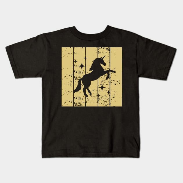 Retro Gold Unicorn Kids T-Shirt by Imutobi